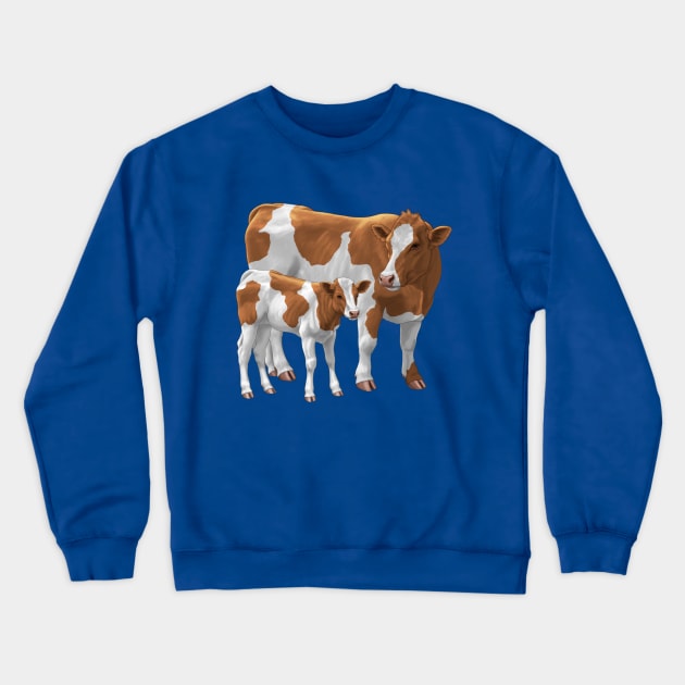 Guernsey Cow and Cute Calf Crewneck Sweatshirt by csforest